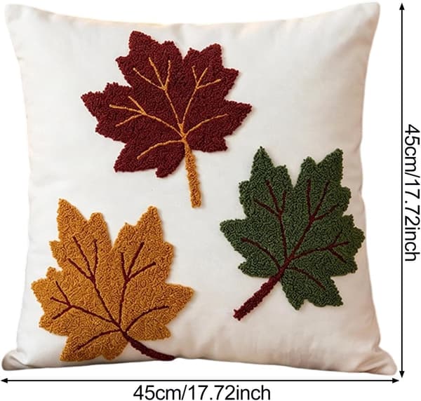 Efterår Halloween Tuftede Pudebetræk Sæt 18x18 Tommer, 3-pak 3D Broderede Ahornblade Agern Pudebetræk, Rustik Efterårshøst Indretning A+B+C 3 STK A+B+C 3PCS