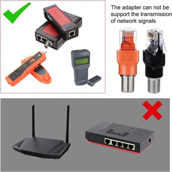 2 kpl F-tyypin naaras-RJ45 musta