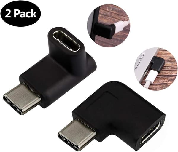 2-pak USB Type-C han til hun adapter, vinklet 90 grader højre