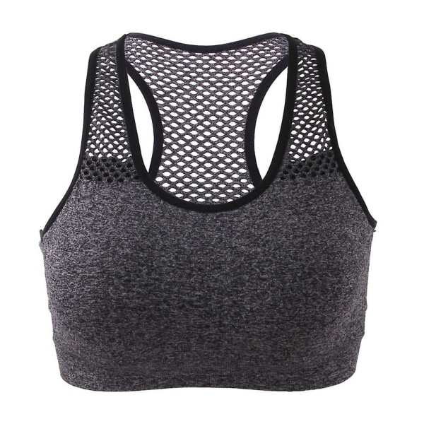 Womens Mesh Sports Bra Absorbing No Steel Coil Bra Underwear For Training Fitness Yoga Running (grey