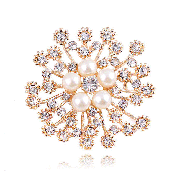 Østerriksk krystall for kvinner Elegant blomsterblad Brudebrosjenål Klargull Bryllupsbrude Big Crystal Rhinestone Brosjenål for kvinner （4stk）