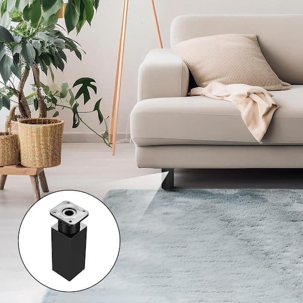Furniture Legs in 4-pack 10 cm Aluminum Alloy Table Legs Sofa Legs Support Accessories Adjustable Modern Square for Sofas Coffee Tables Black