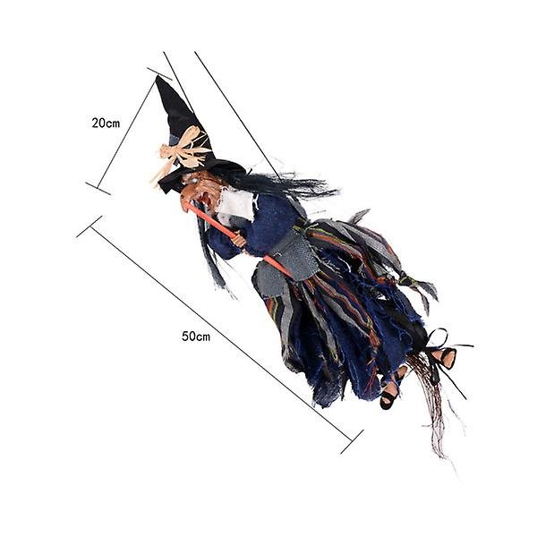 Hekse Kost Halloween Stil Vedhæng Halloween Hexe Vedhæng Animerede Halloween Rekvisitter Halloween Ornament Mørkeblå 50X20CM Dark Blue 50X20CM