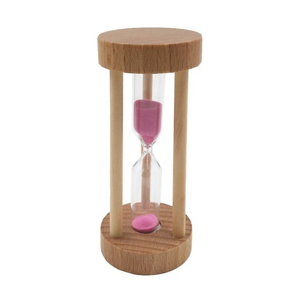 3 Min Wooden Sandglass Hourglass Pink Sand Timer Clock Table Desktop DecorationPink