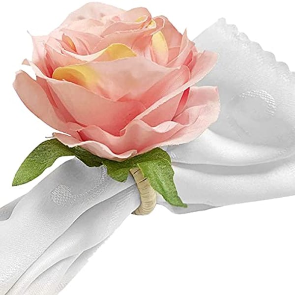 Håndlavede Champagne Rose 6PCS Servietringe til Hjem, Køkken, Spisestue, Middage, Frokoster, Picnic, Bryllupper, Buffet