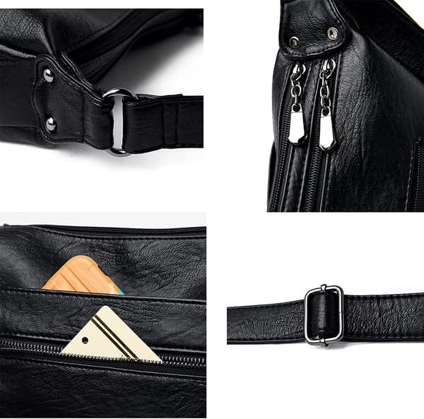 Læder crossbody-taske, multifunktionel blød dametaske