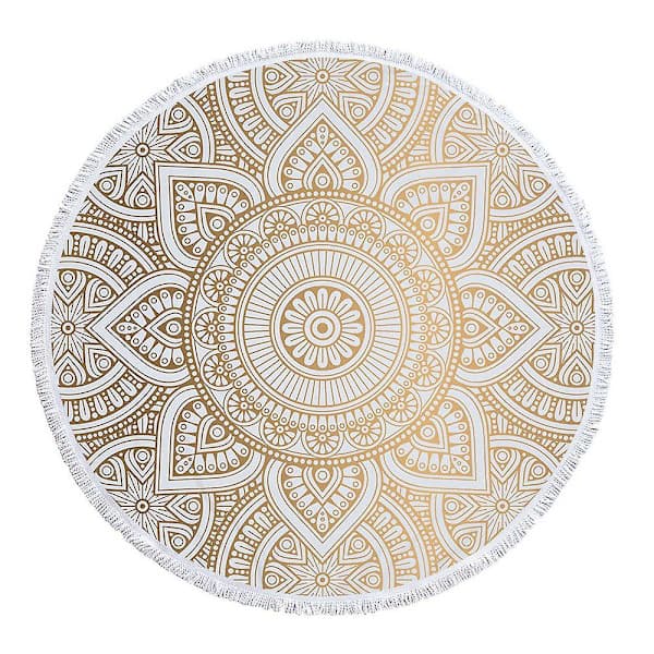 Round Microfiber Mandala Beach Towel Hippie Boho Beach Towel with Tassels Oversized Wrap Blanket Tr