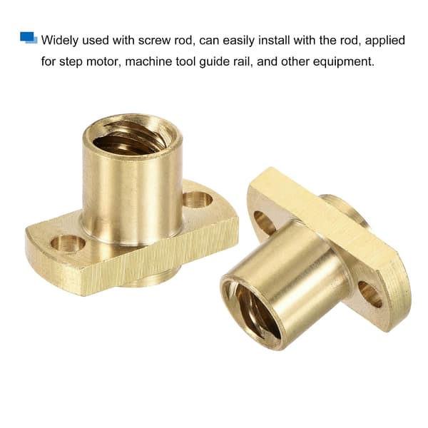 T8 trapesformet mutter 2 mm stigning 8 mm for 3D-printer messingfarget pakke med 6 size_name 1mm x 100mm