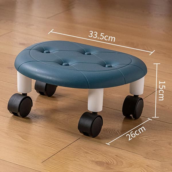 Round Low Rolling Stool, Universal Wheels Movable, Low Wheelchair Stool Wheel Stool Leather Small Low Small Stools Shoe Stool Swivel Stool