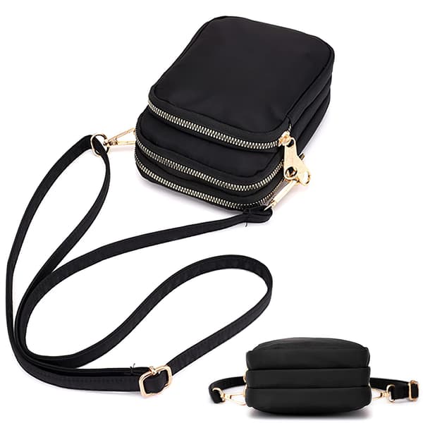 Women's Crossbody Bag Mini 3 Layer Zipper Phone Wallet Shoulder Bag [qb]