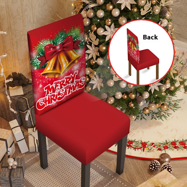 4Pcs Dining Chair Covers Protector Stretch ,Merry Christmas and Stripes Pattern Seat Cover for Dining Room Restaurant Hotel