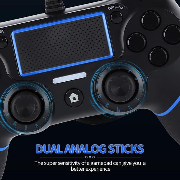 Kablet gamingcontroller til PS-4/Pro/Slim/PC(Win7/8/10)/Laptop, USB-tilsluttet gamingcontroller med vibration og skridsikkert greb, ergonomisk