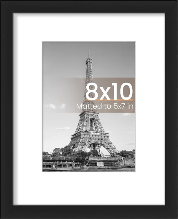 upsimples 8x10 Picture Frame, Wall Mount Photo Frame, Black, 1-pack