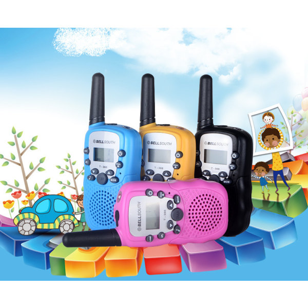 Walkie talkie til børn Lille walkie talkie mini walkie talkie til børn bærbar walkie talkie til børn, gul A