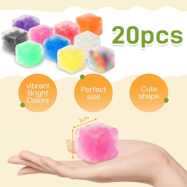 wxsp 20-pak Squishy Stresskuber Fidget Legetøj, Squishy Bold, Squishy Fidget Legetøj til Angstlindring, Klemmebolde til Voksne, Festgaver,