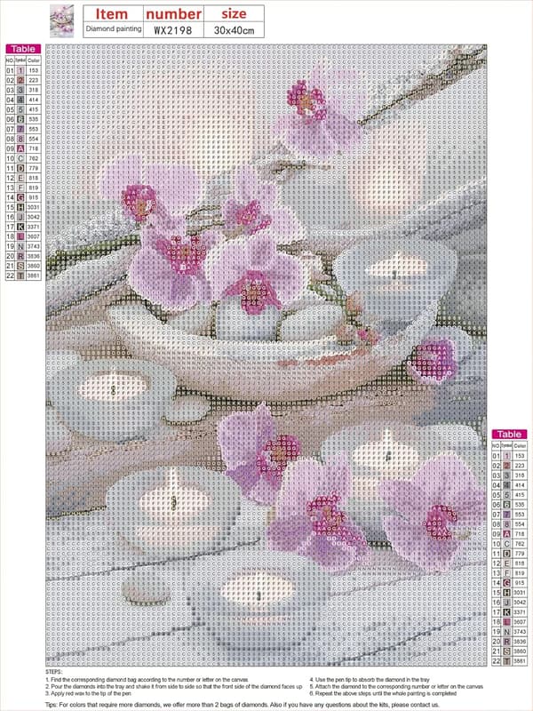 Diamantmaling til voksne, blomster 30x40cm fuld 5D diamantmaling