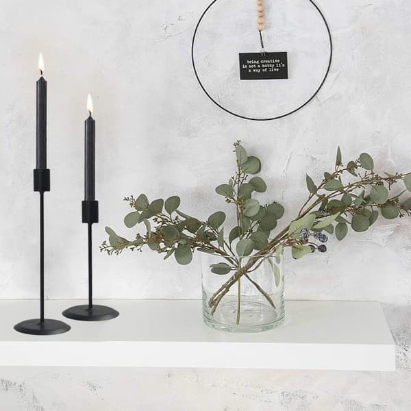 Svarte Lysestaker, Sett med 2 Dekorative Lysestaker fo