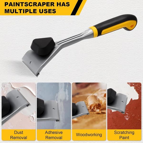 Carbide Scraper with Replaceable Blades, Soft Grip, Wood Scraper for Removing Paint, Glue, Mortar and Varnish