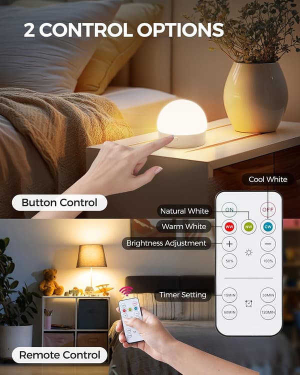 Rechargeable LED Lamp with Remote Control 3 Color Temperatures with Timer Remote Control Magnetic