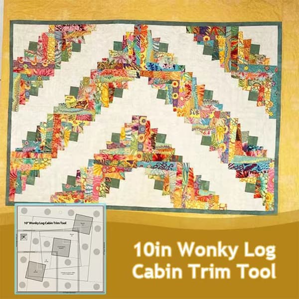 Slanted Log Cabin Edges Trim Tool Quilt Template Patchwork Sewing Ruler Inches inches