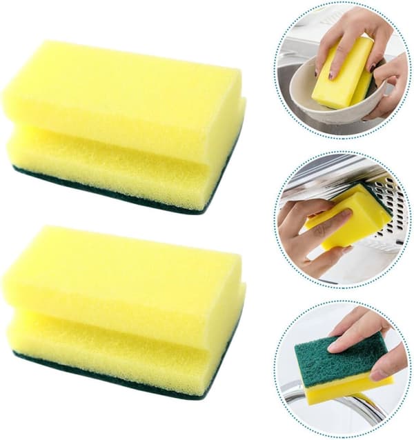 10 Pcs Eco-Friendly Scrubber Sponges for Kitchen and Dish Cleaning, Scratch-Resistant Dishwashing Sponges