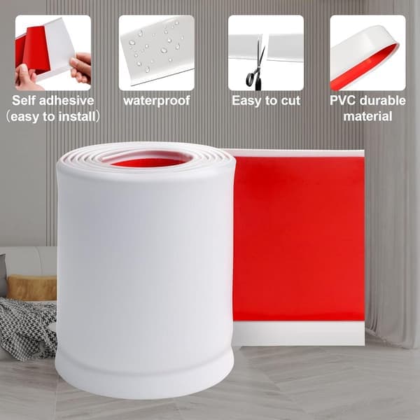 Flexible Baseboard - Soft Baseboard - Length: 5 meters, Width: 8 centimeters - Self-adhesive Baseboard - PVC Baseboard - Grey
