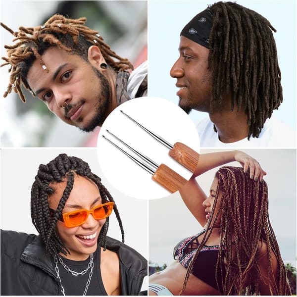 Dreadlocks Hæklenåle, Hæklenåle til Dreadlocks, Dread Locks Hæklenål til Flettehåndværk 0,5 mm (1 Nål og 2 Nåle)