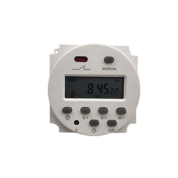 12V elektronisk timer Programmerbar LCD-skjerm, hvit, 6*6*3.2cm