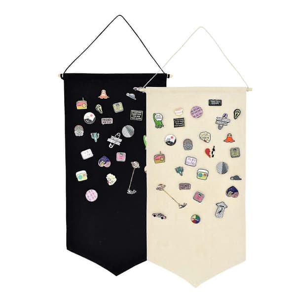 2 st Nålbricka Display Banners, Canvas Hängande Brosch Nål Organizer, Display Nålar Förvaringsfodral