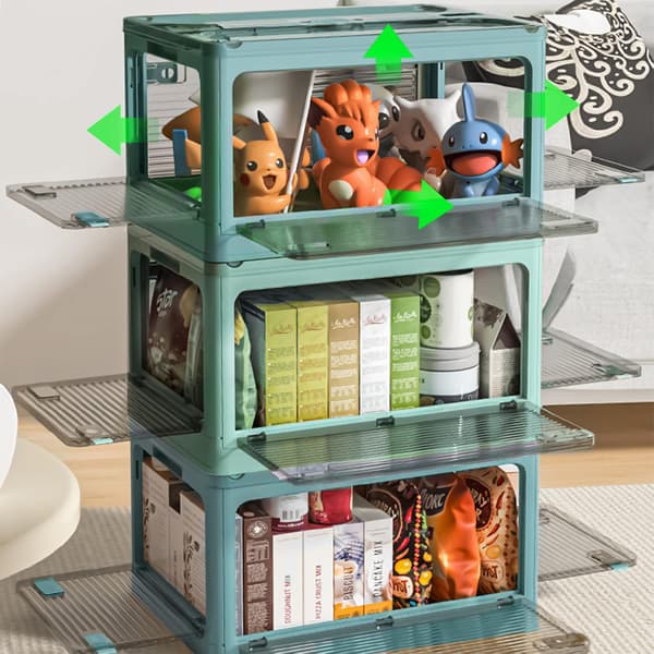 Foldable Storage Box, Storage Box with Lid, Stackable Toys, 8.2 Gallon Foldable Storage Box (Blue 1-Pack)