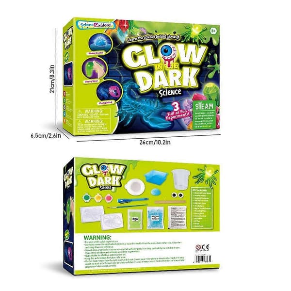 Glow-in-the-Dark Science Experiments Set Morsomme pedagogiske leker for gutter og jenter A A