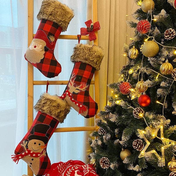 Sett med 3 julestrømper Store julenissestrømper Jul S