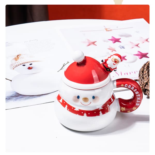 Tecknad Julmugg Present Keramisk Kopp Julkopp Set Julklappskopp - Jul Snögubbe