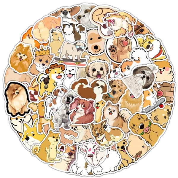 50 kpl tarroja - Söpöjä koiratarroja