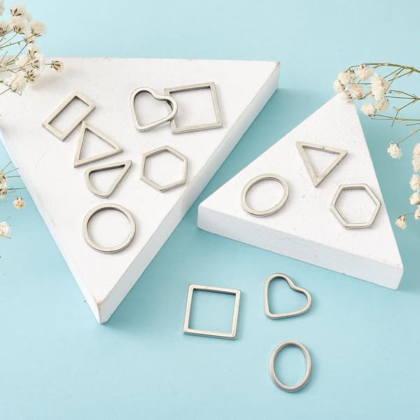 40 stk. 304 rustfrit stål forbindende blandet form hjerte dråbeformede bezel charms forbindere fund hule vedhæng linker til smykkefund Stainless Steel -Mixed shape