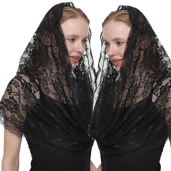Mantilla Slør Katolsk Hodeplagg Sjal Spansk Brodert Sjal Kapell Slør-FA-
