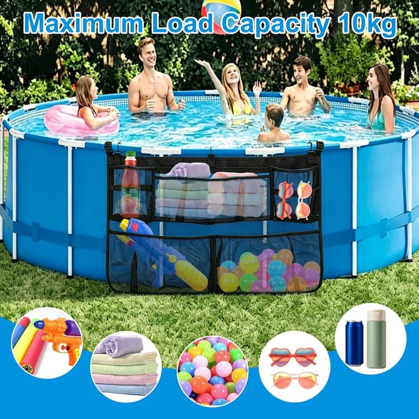 Pool Storage Bag - Removable Storage Net - For Inflatable Toys - Black