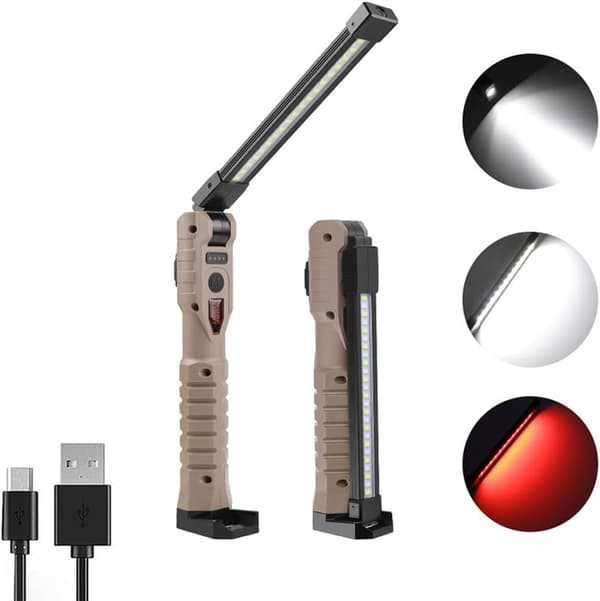 Foldable, Rechargeable COB LED Work Light - 2000 Lumens, 7 Modes for Car Repair, Home, Garage, and Emergencies