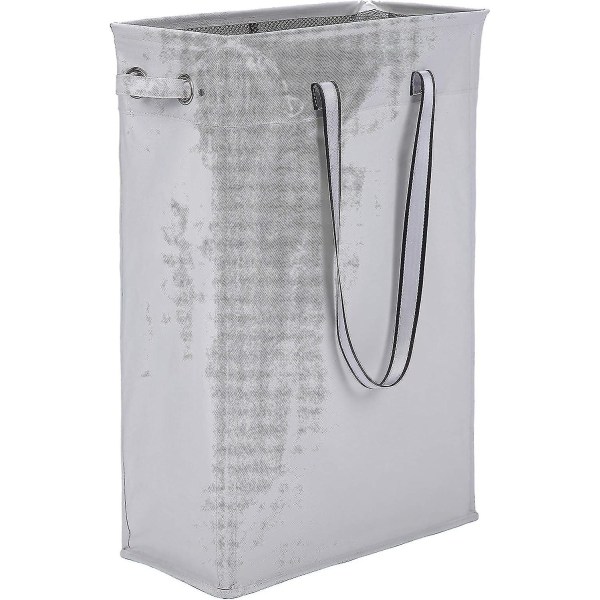 Tøykurv, 60 cm praktisk hengende skittentøyskurv Høy og slank tøykasse Vanntett vaskepose med pustende nettingdeksel Tøykurv, grå