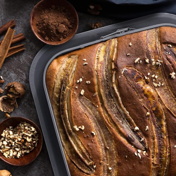 Firkantet, 29x29 cm, med lækagebeskyttelse, stål, non-stick bageform, kageform, antracit, rustfrit stål