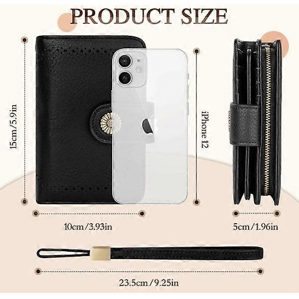 Women's Leather Wallets, Medium RFID Blocking Wallet, Foldable Compact Women's Wallet with Pocket, Girls' Multi-Compartment Wallet