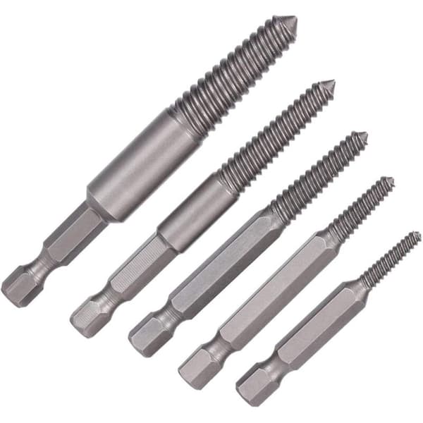 Screw Drill, Stud Remover Tool, 5 Pcs Broken Screw Extractor Hex Shank Fine Teeth Damaged Bolt Remover Tool