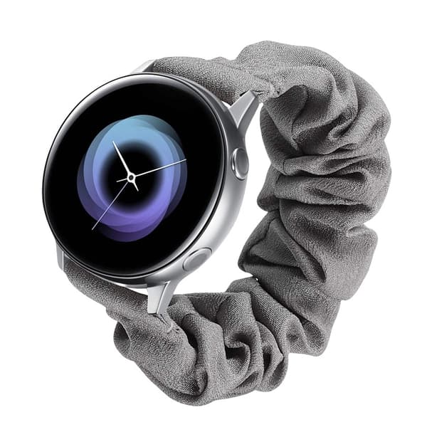 18 mm sølvstik urrem til Samsung/Huawei Smartwatch Universal flad mode printet scrunchie armbånd grå