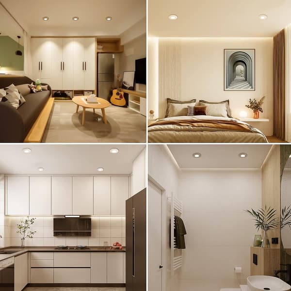 Dimmable Recessed LED Spotlight 5W 4000K Neutral White 460LM Extra Flat LED Spotlight 230V Adjustable 45° Hole Diameter 68mm Round White Bathroom