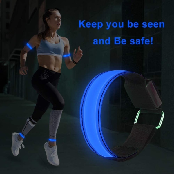 Oppladbart armbånd med LED-lys, 4 STK reflekterende LED-armbånd, sikkerhets-LED-lysarmbånd for jogging av barn eller voksne