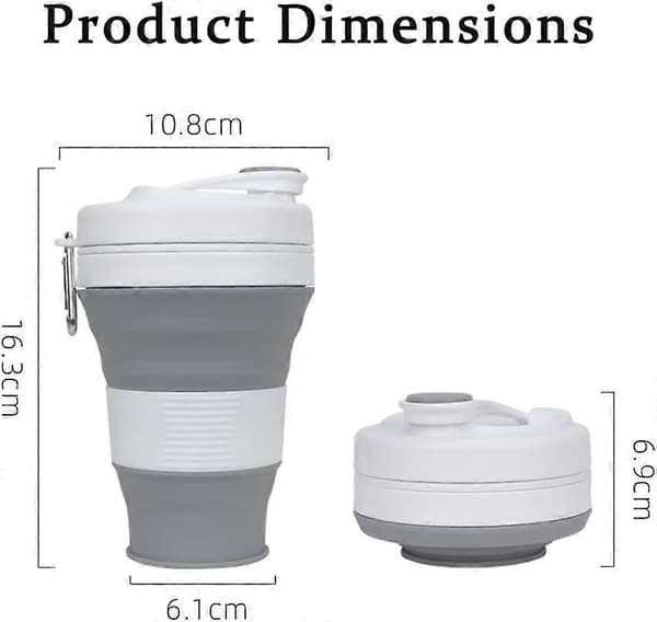 Foldable Coffee Cup 600ml - Reusable Silicone Cups for Travel - Foldable Collapsible Cup with Lid - Pocket Size