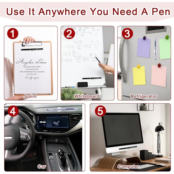 Magnetic Pen Holder, 4 Pcs Adjustable Silicone Pen Holders for Desk, Refrigerator, Whiteboard, Office Supplies White White White