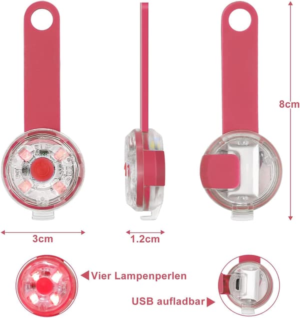 wxsp LED-blinkende lys for hunder, katter, oppladbart, USB, 3 blinkmoduser, vanntett, for kjæledyr -