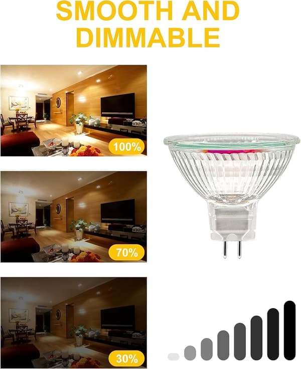 MR16 Spotlight Bulb, 12V 20W Incandescent Bulb, Gu5.3 Dimmable MR16 Bulb, 2-Pin Halogen Bulbs Warm White 2700K, 6-Pack