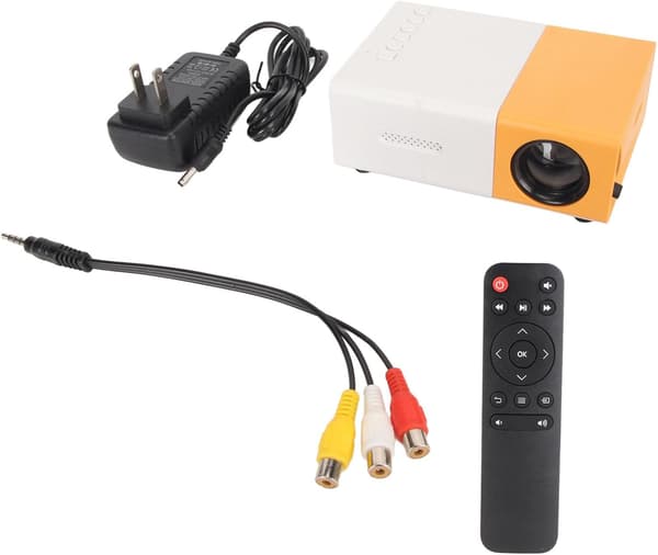 wxsp 1 Piece Wireless Projector Yellow and White 4K Support Screen Mirroring Mobile Phone Mini Portable Projector Bedroom Home